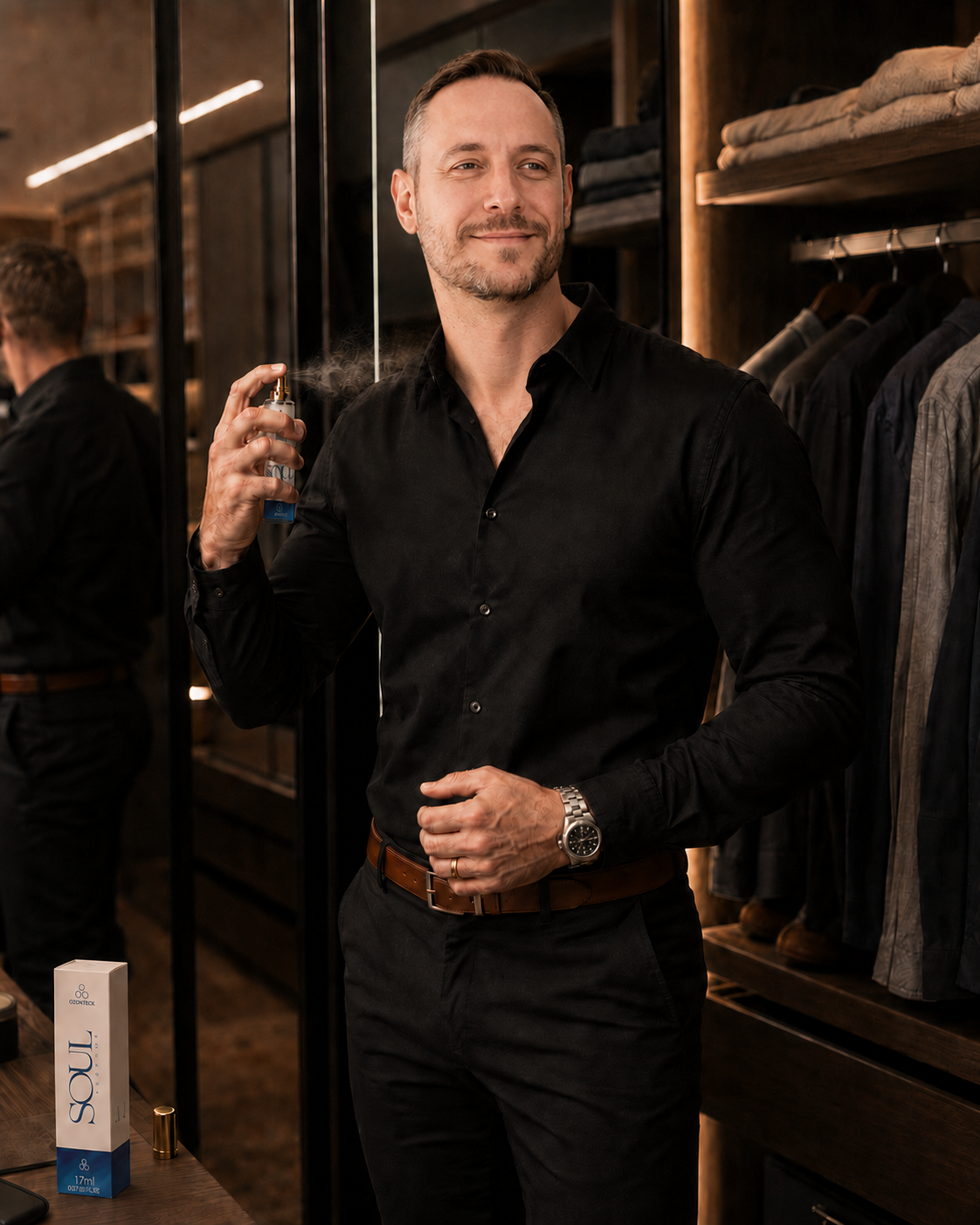 Marco apresentando perfume premium OzonTeck